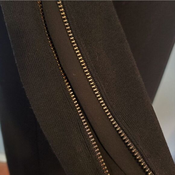 Per Se Carlisle Black Mock Neck Stretch Shift Dress Silk Zip Paneled Sleeves S - Picture 4 of 6